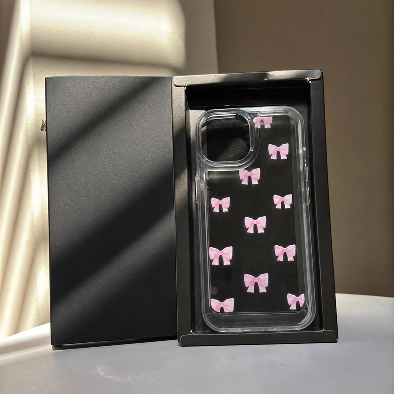 Pink Bow Clear Acrylic Case